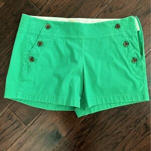 Jcrew, chino sailor shorts, green, side zip, size: 4